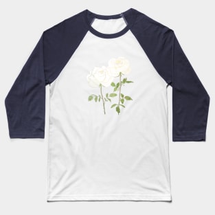 two white rose ink and watercolor Baseball T-Shirt